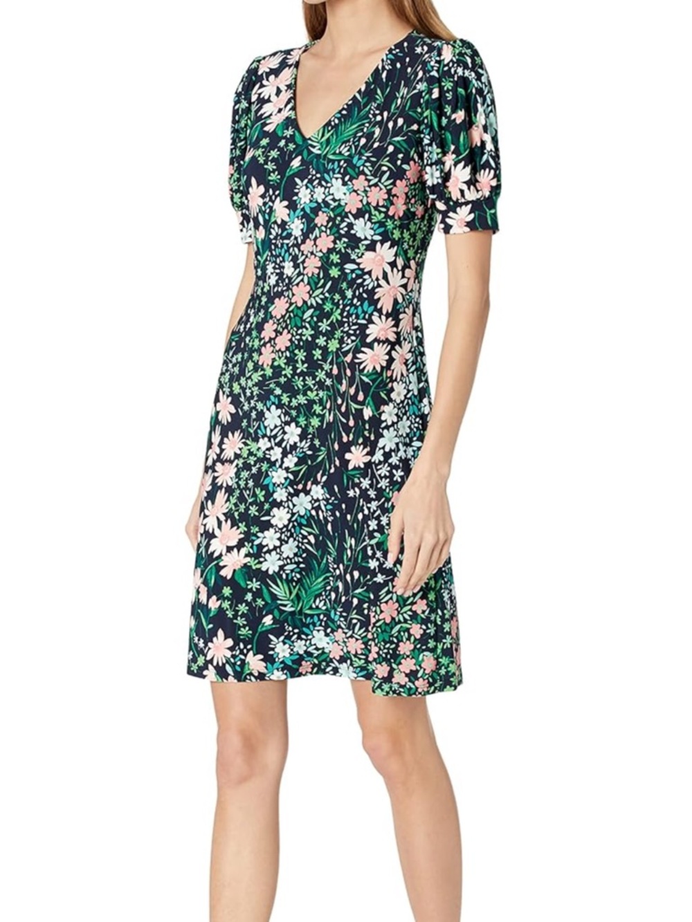 Tommy Hilfiger Navy Blue Base Vibrant Floral Pattern Shift Dress Women’s Size 2